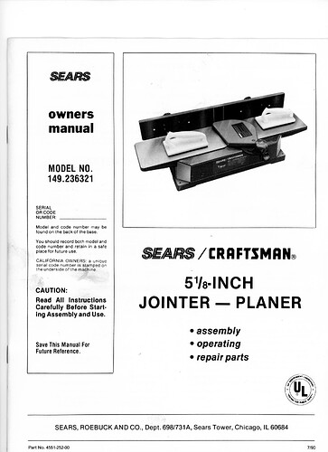 Sears Jointer Planer Manual img684